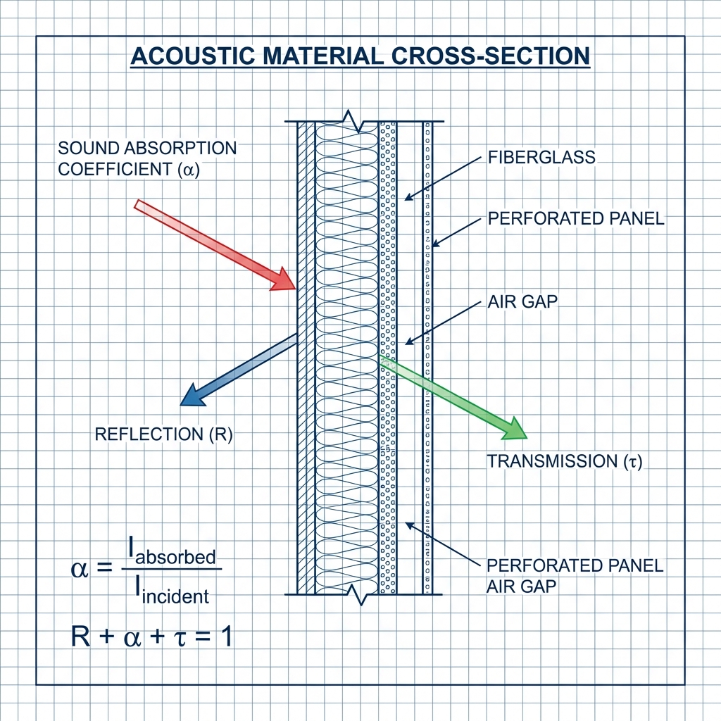 38. Коэффициент поглощения, отражения, звукопроницаемости. Звукоизоляция.